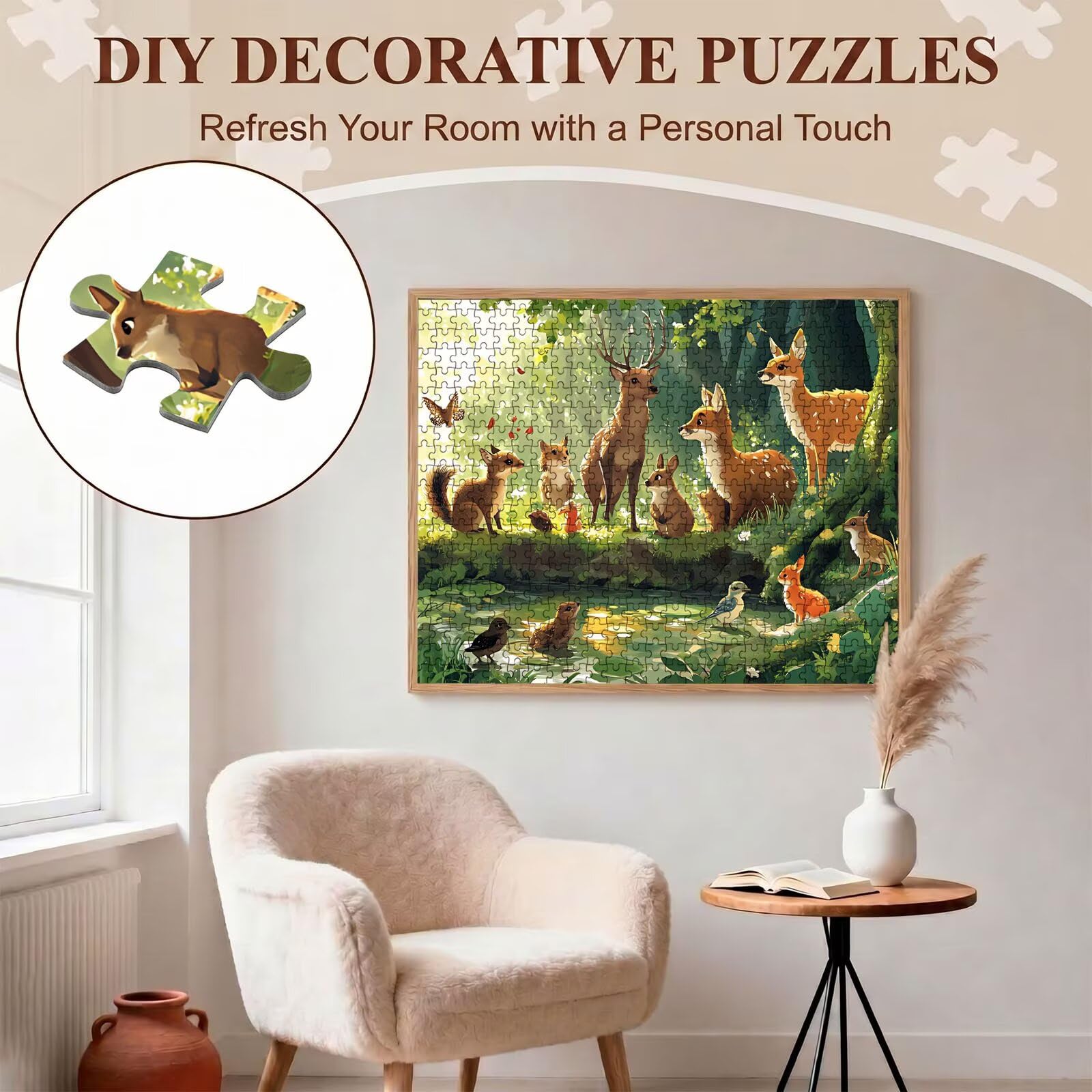 Puzzle 4000 Pezzi Classici, Puzzle foresta cervo 141 x 87 cm, Gioco Educativo e Antistress in Legno con Poster Incluso, Ttività DIY per Famiglia, Regalo per Appassionati, Decor Parete Casa, f0-856