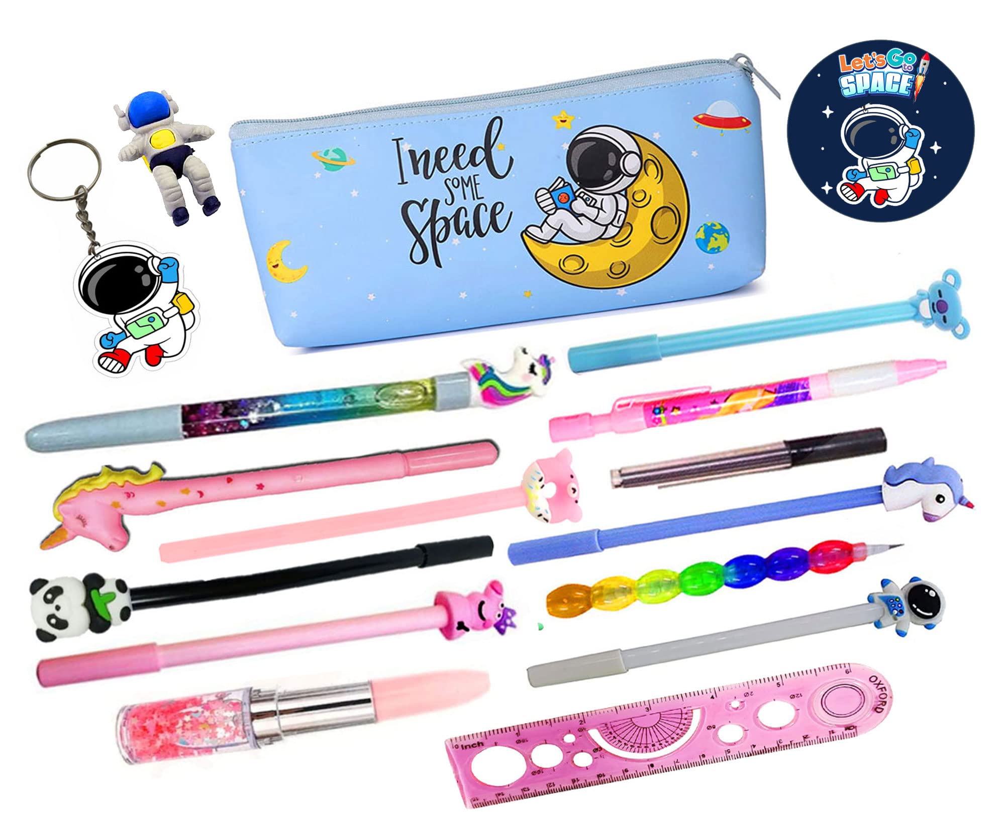 KOBBET® 17pcs Space School Stationery Set for Kids Party Favor Gift Set Christmas Gift for Boys Diwali Gift New Year Gift Astronaut Theme Return Gift Sets Space Pouch, Pens Jumbo Pack Combo (Combo 2) (B0BNJ2KNJS) Amazon Price History, Amazon Price Tracker