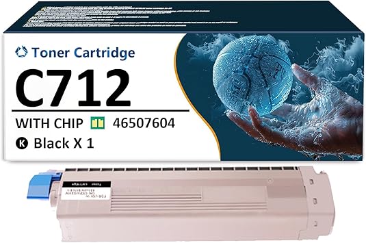 C712 Toner Cartridge Replacement for OKI C712 46507604 46507603 46507602 46507601 Toner Cartridges Compatible for OKI C712 C712n C712dn Printers Black