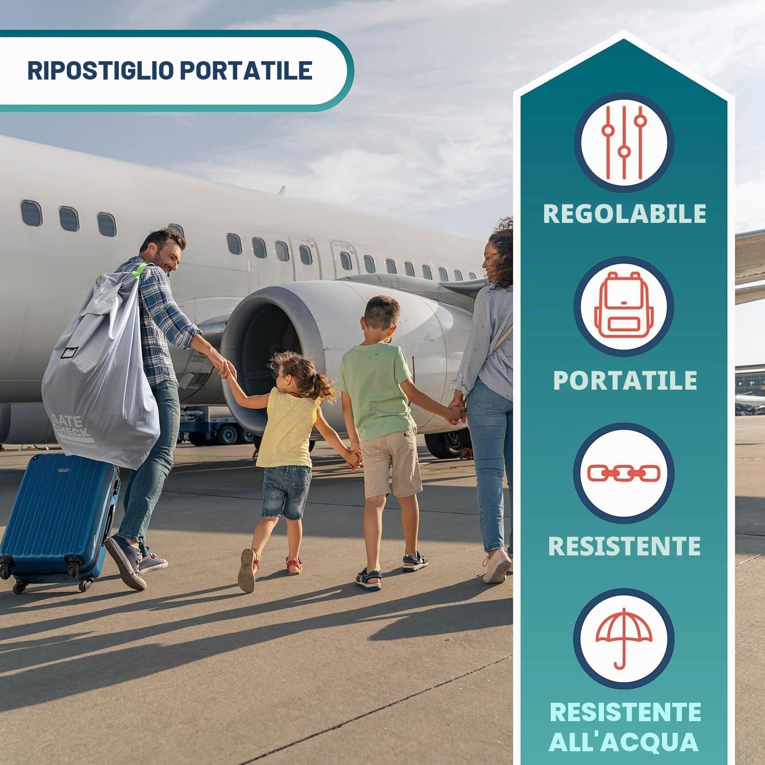 Bramble - Grande borsa copri passeggino per aereo - Borsa per passeggino e carrozzina per viaggi in aereo - Borsa protettiva resistente all'acqua per il controllo del passeggino al gate (grigio)