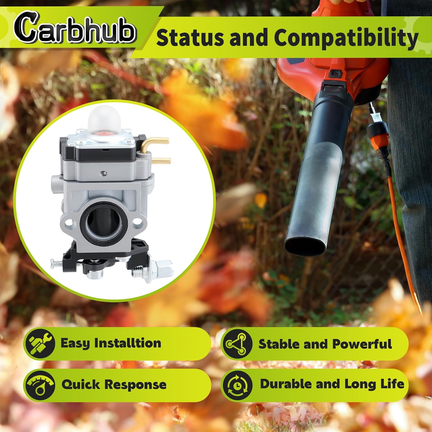 Carbhub 751-20089 Carburetor Fit for Troy-Bilt TB51BP 41AR51BP766 41AR51BP866 for MTD Craftsman BP510 CMXGAAMR51BP 41AR51BP793 Handheld Gas Backpack Blower Carb