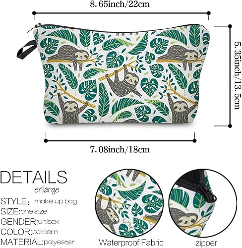 Miniatura 2 de LOOMILOO Bolsa de maquillaje pequeña con estampado de margaritas, bolsa de cosméticos para mujer, bolsa organizadora para un regalo, Perezoso 51476