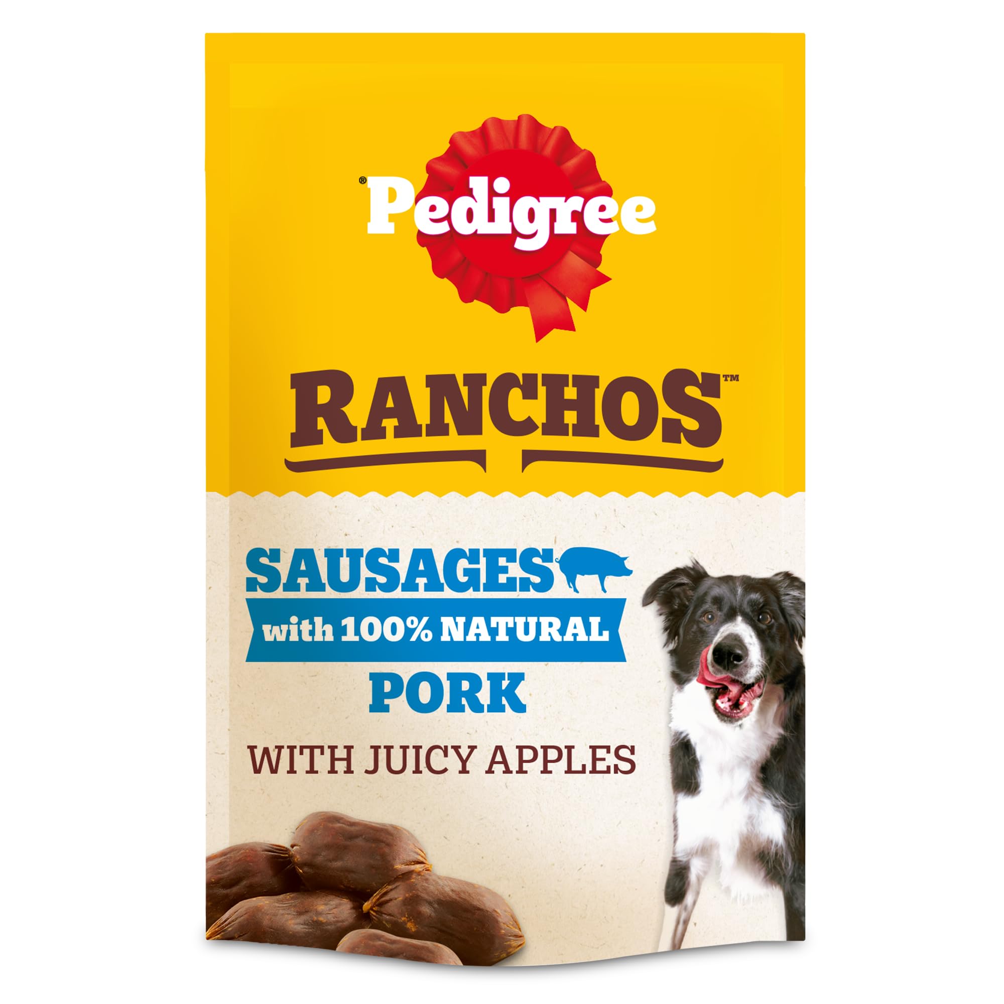 Pedigree Ranchos 60g Sausages Dog Treats with 100% Natural Pork (Pack of 7)