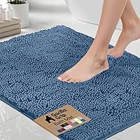 Vista 42 de GORILLA GRIP Alfombra de Baño 44x26, Chenilla Suave Absorbente, Tapetes de Microfibra de Secado Rápido, Respaldo de Goma Lavables Alfombras de Ducha