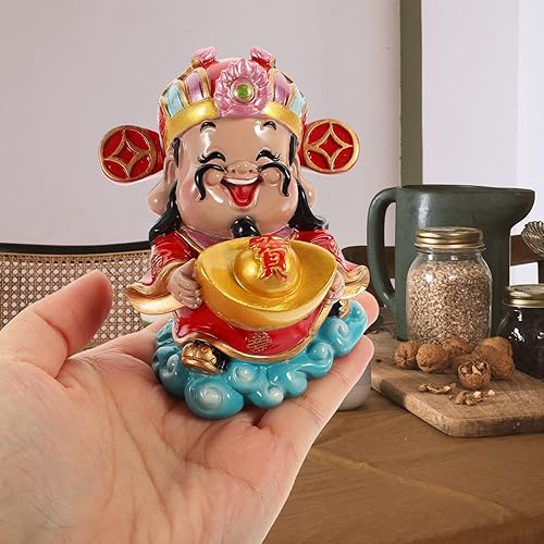 Vista 33 de BESPORTBLE CAI Shen - Estatua de Feng Shui, dios de la riqueza, 2.5 x 3.5 pulgadas, adornos de resina de la suerte de Zhaocai para sala de estar