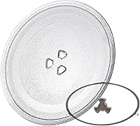 Vista 1 de Plato giratorio transparente de vidrio para microondas, placa de vidrio para microondas con acoplador y anillo giratorio de microondas, bandeja
