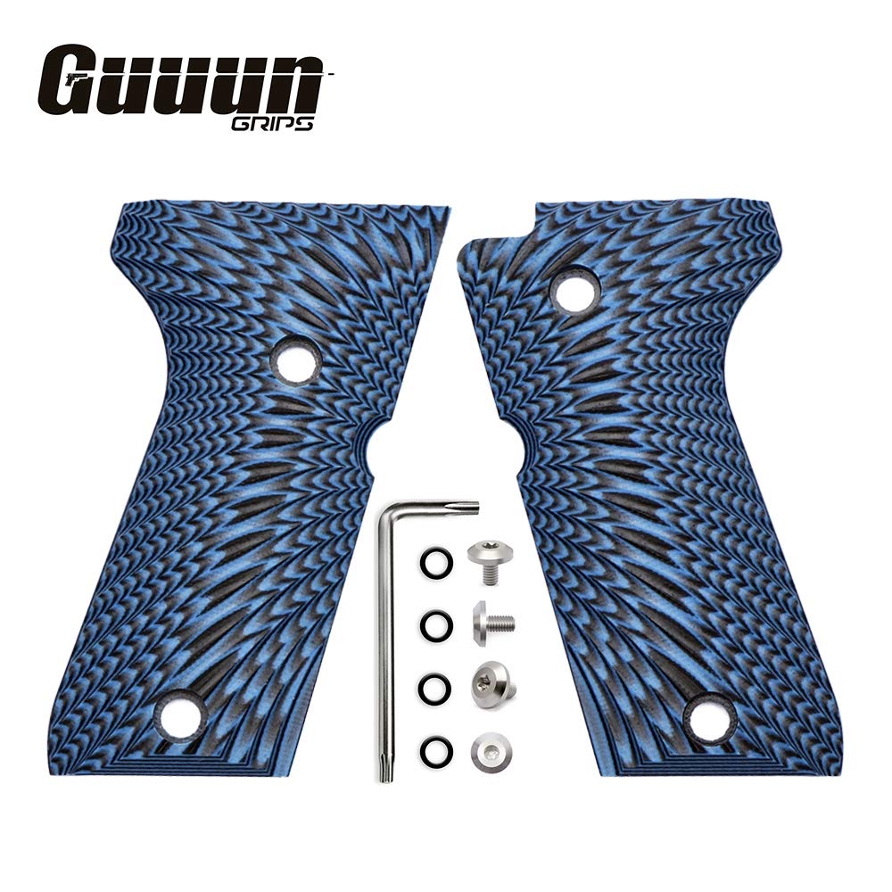 Guuun G10 Grips for Beretta 92/96 Compact, Tactical Sunburst Texture - Blue/Black