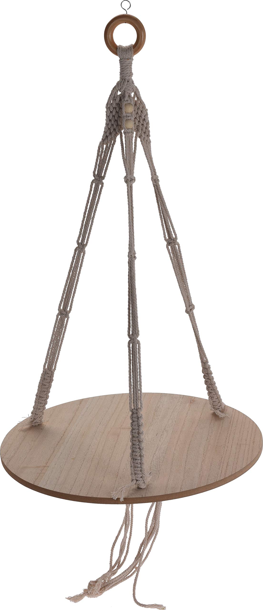 Muddy Hands Plant Hanger Indoor Home House Outdoor Garden Jute Rope Macrame Hanging Planter Basket Flower Pot Holder Stand (Wooden Stand Large)