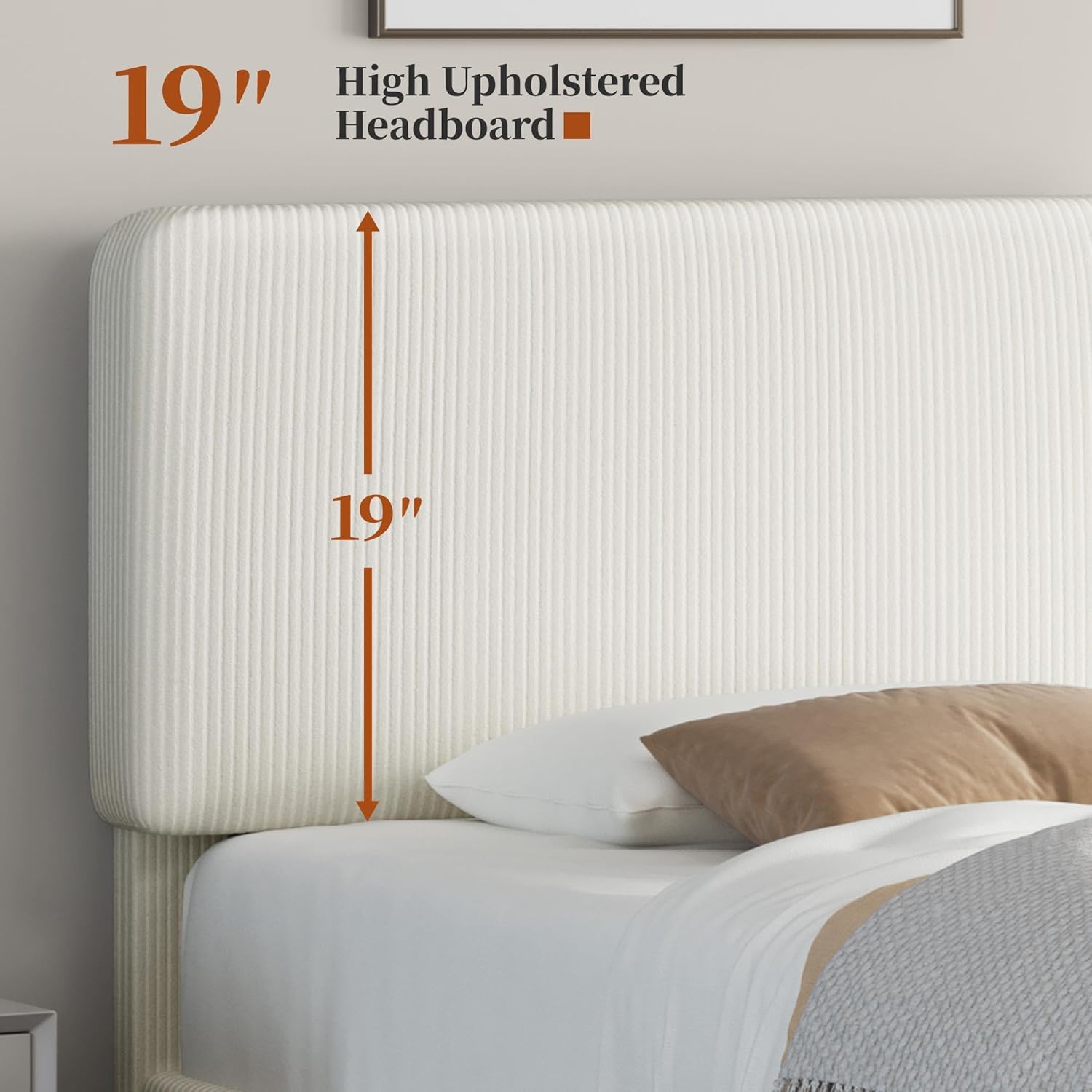 Yaheetech Twin Bed Frames with Adjustable Headboard, Chenille Fabric Upholstered Headboard/Platform Bed, Twin Size Bed Frame No Box Spring Needed/Mattress Foundation/Wood Slats Support/Easy Assembly - Image 9