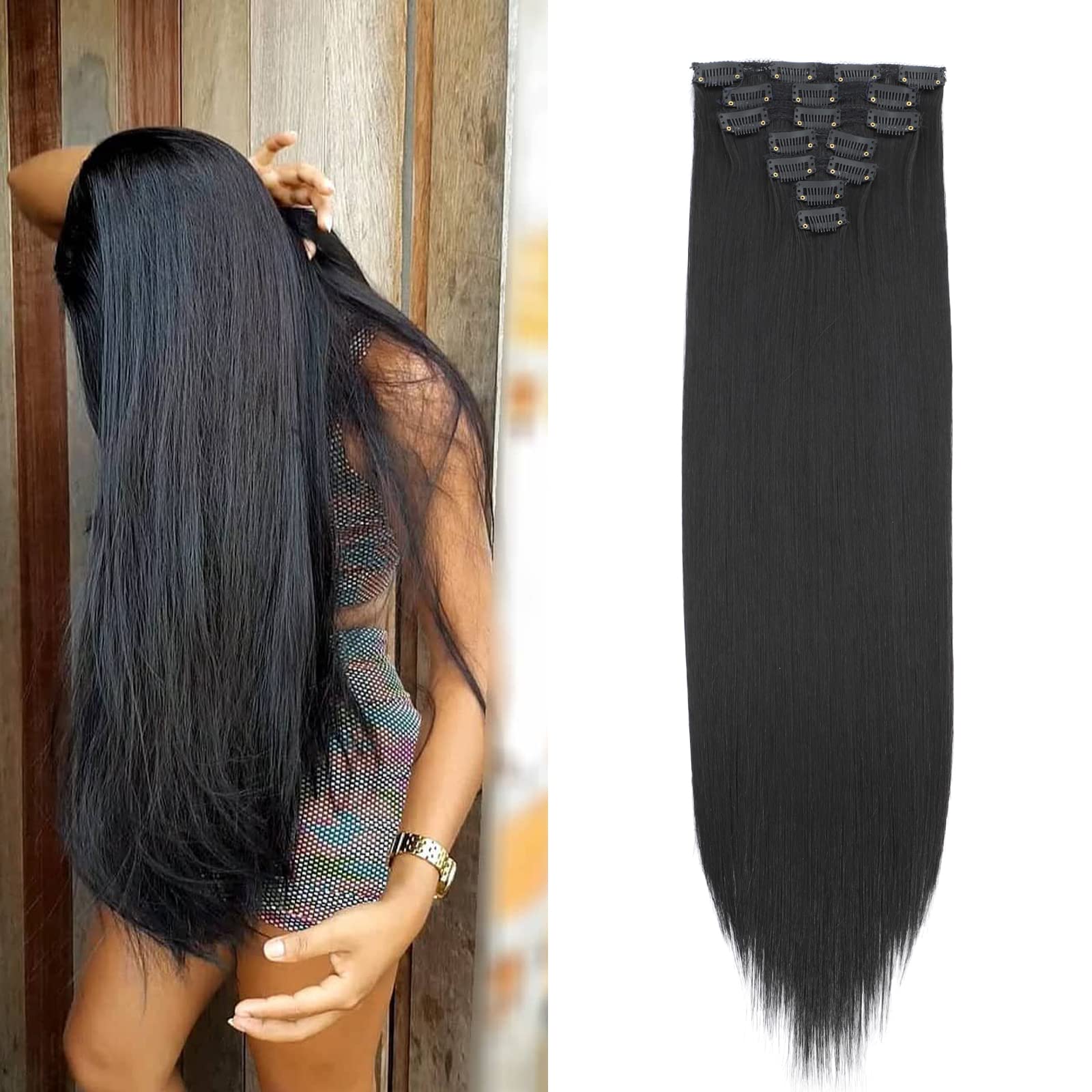 Amazon.com : DMStarcky Clip in Hair Extensions 24 Inches 