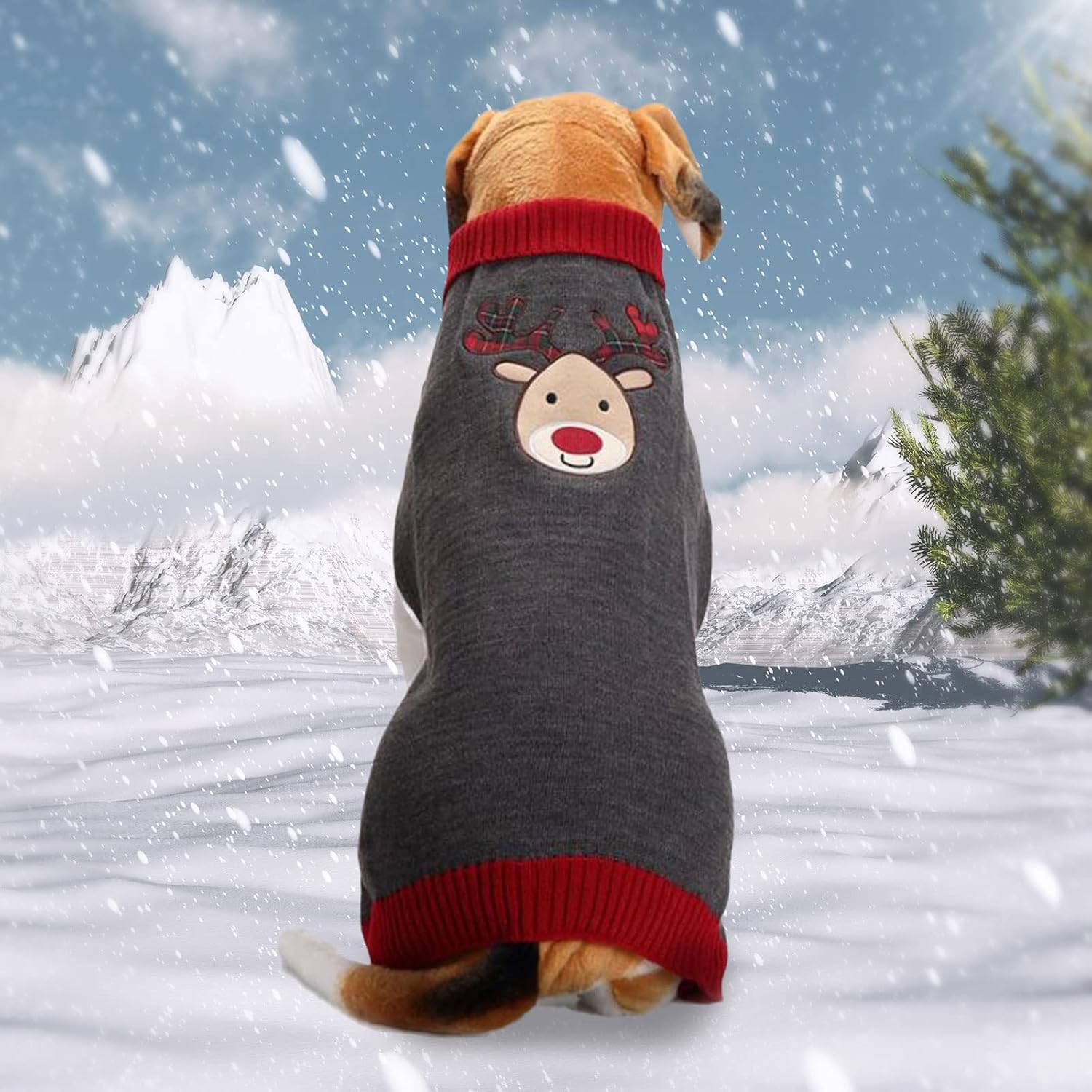 Christmas Dog Sweater Cute Cat Puppy Sweaters Soft Warm Fall Winter Dogs Clothes Ugly Xmas Pet Sweatshirt Knitted Doggie Vest Outfit for Small Medium Dogs(Grey Reindeer,XXS)