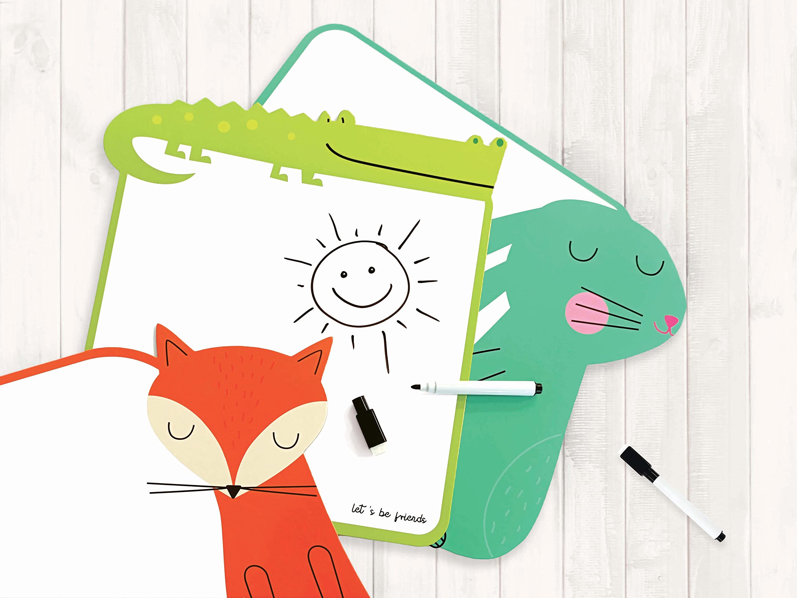 Dry Wipe Whiteboard with Black Marker - A4 - for Kids - 28 x 30 cm - Funny Shape - Crocodile - Image 4