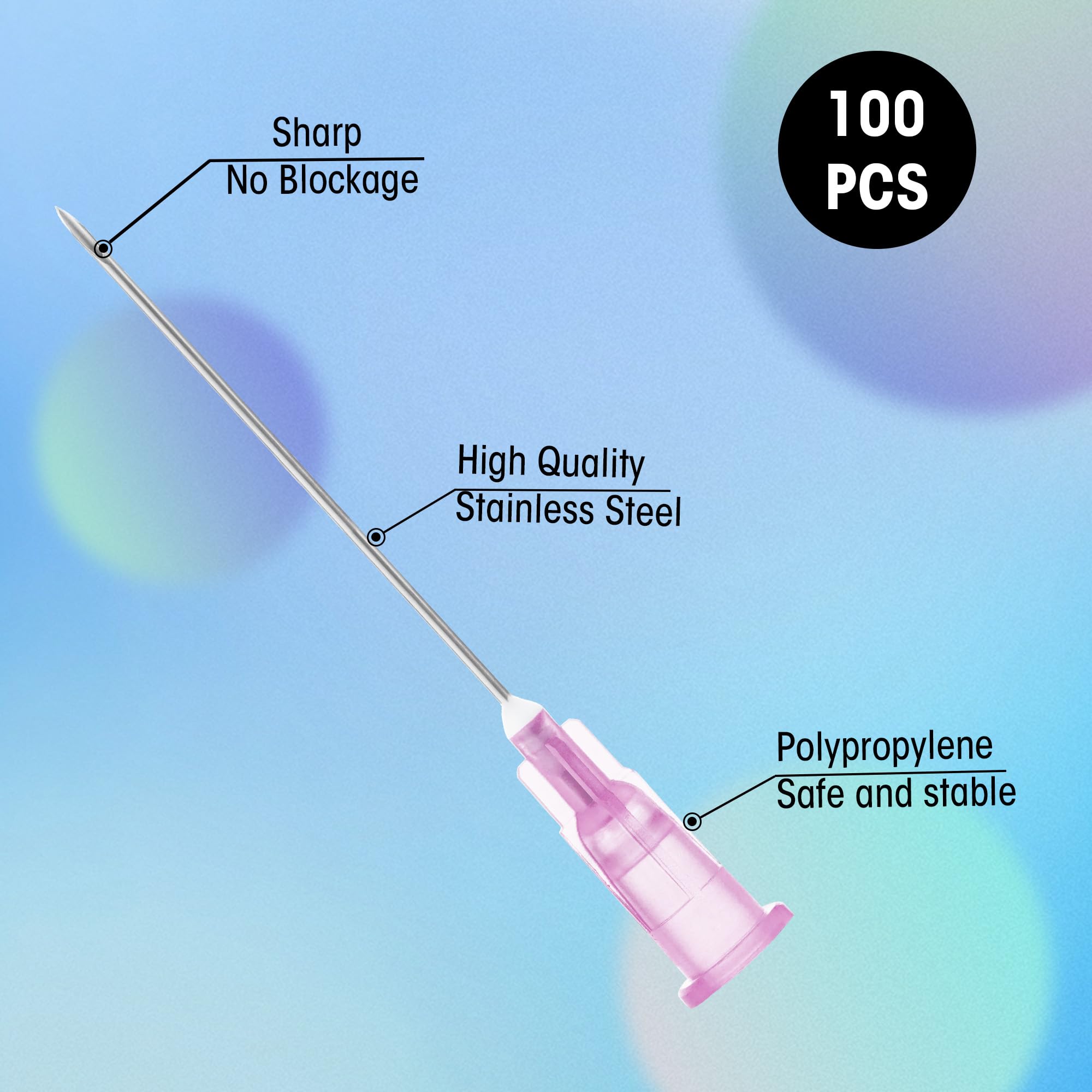 Disposable Needles - 100 Pack Luer Lock -4