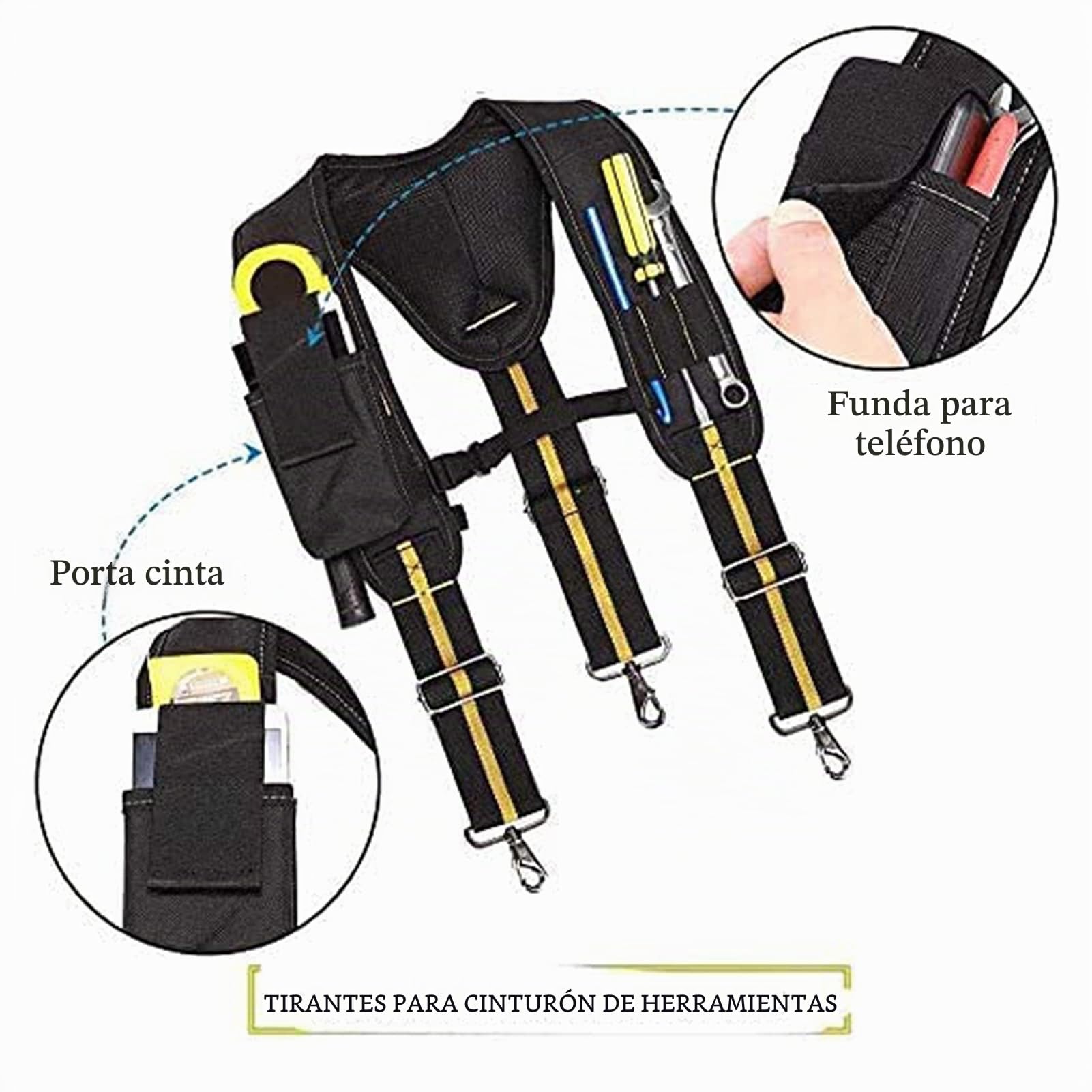 Tirantes Para Cinturon Herramientas, Tirantes De Cinturón De Trabajo Electricista, Ajustable Portaherramientas Cinturon Tirantes En Forma De Y Porta Herramientas Cintura Para Electricista Carpintero