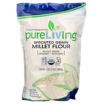 Pure Living Organic Sprouted Grain Millet Flour, 24 oz 680 g