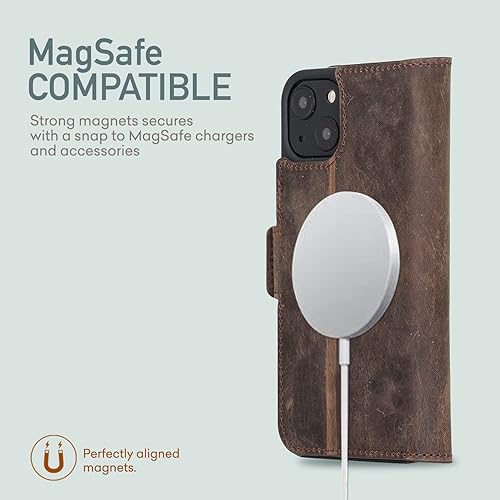 Miniatura 10 de Bayelon Funda para iPhone 13 Pro de 6.1 pulgadas, funda de cuero de grano completo, funda magnética con ranuras para tarjetas, soporte y soporte