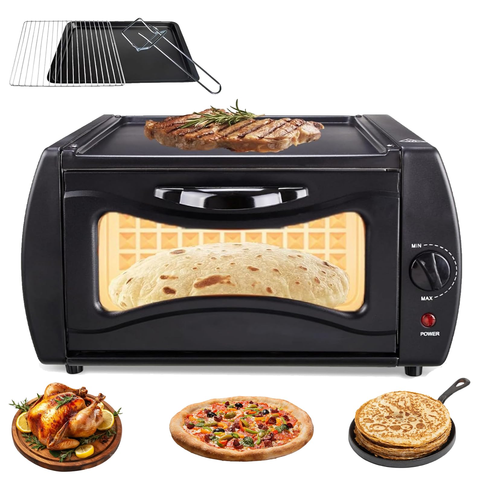 Four Tandoori 2 en 1, Four Tandoori électrique 2100 W, Mini-Machine à Pizza 15 L, Contrôle De Température De 122 ° F à 752 ° F, pour La Maison Et Les Plats à Emporter