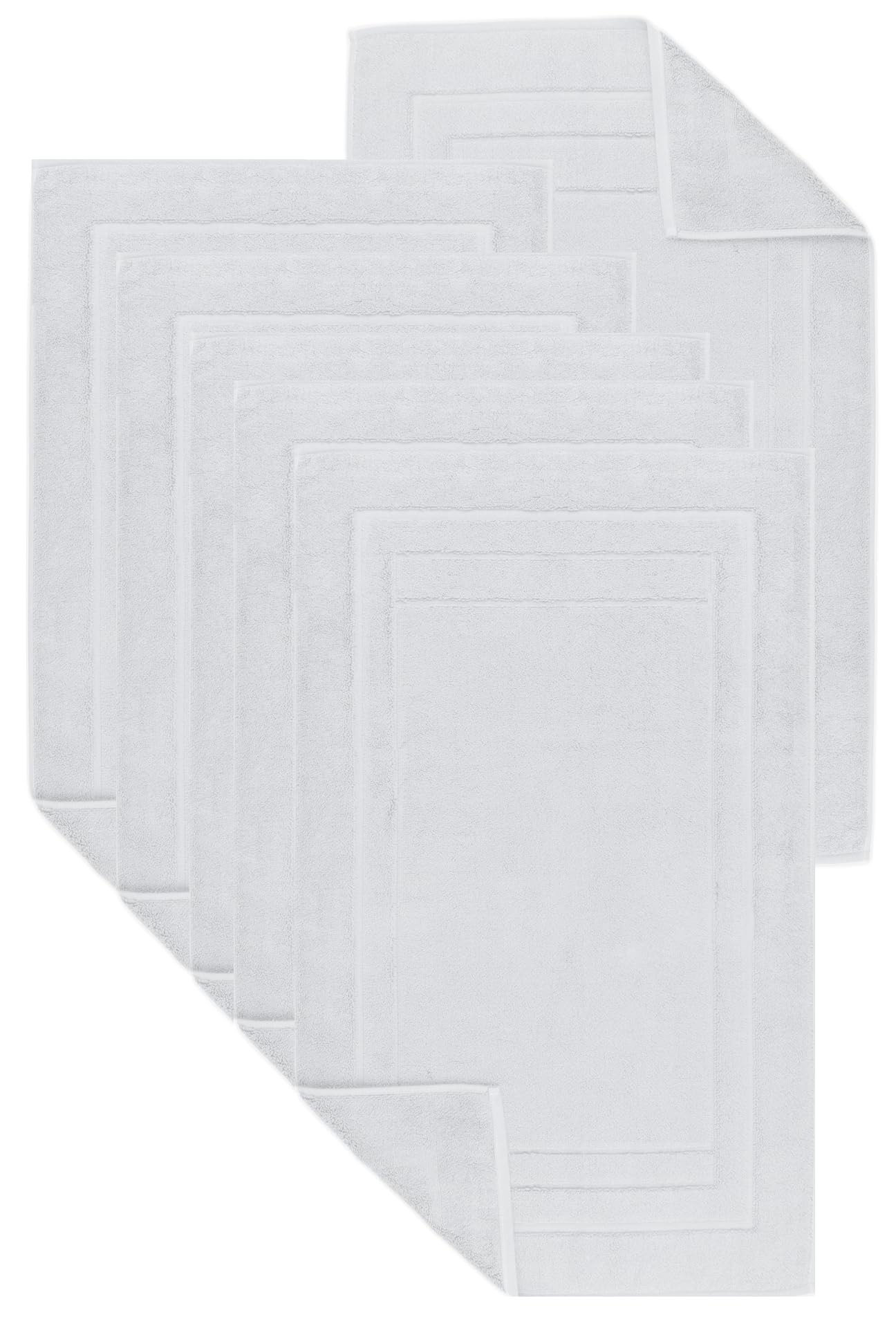 Luxury Egyptian Cotton Terry Toweling Bath Mats Set of 2, 4, 6 & 12 Bathroom Rugs 50 x 70 cm Super Soft High Absorbent Shower Floor Towels Quick Dry Hotel Bathroom Mat (6, White)