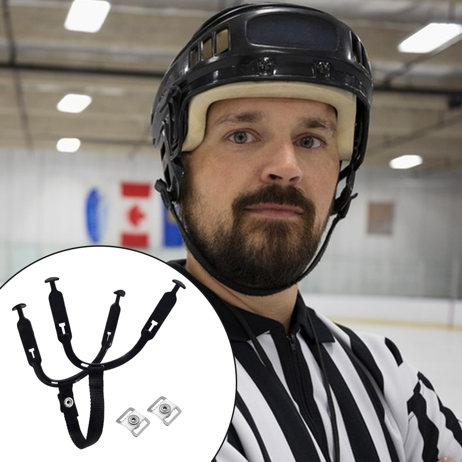 Mentonnière pour casque de hockey sur glace – 20 cm de remplacement pour casque de sport pour jeunes, longueur étanchéité réglables, construction caoutchouc nylon durable | Fixation sécurisée de