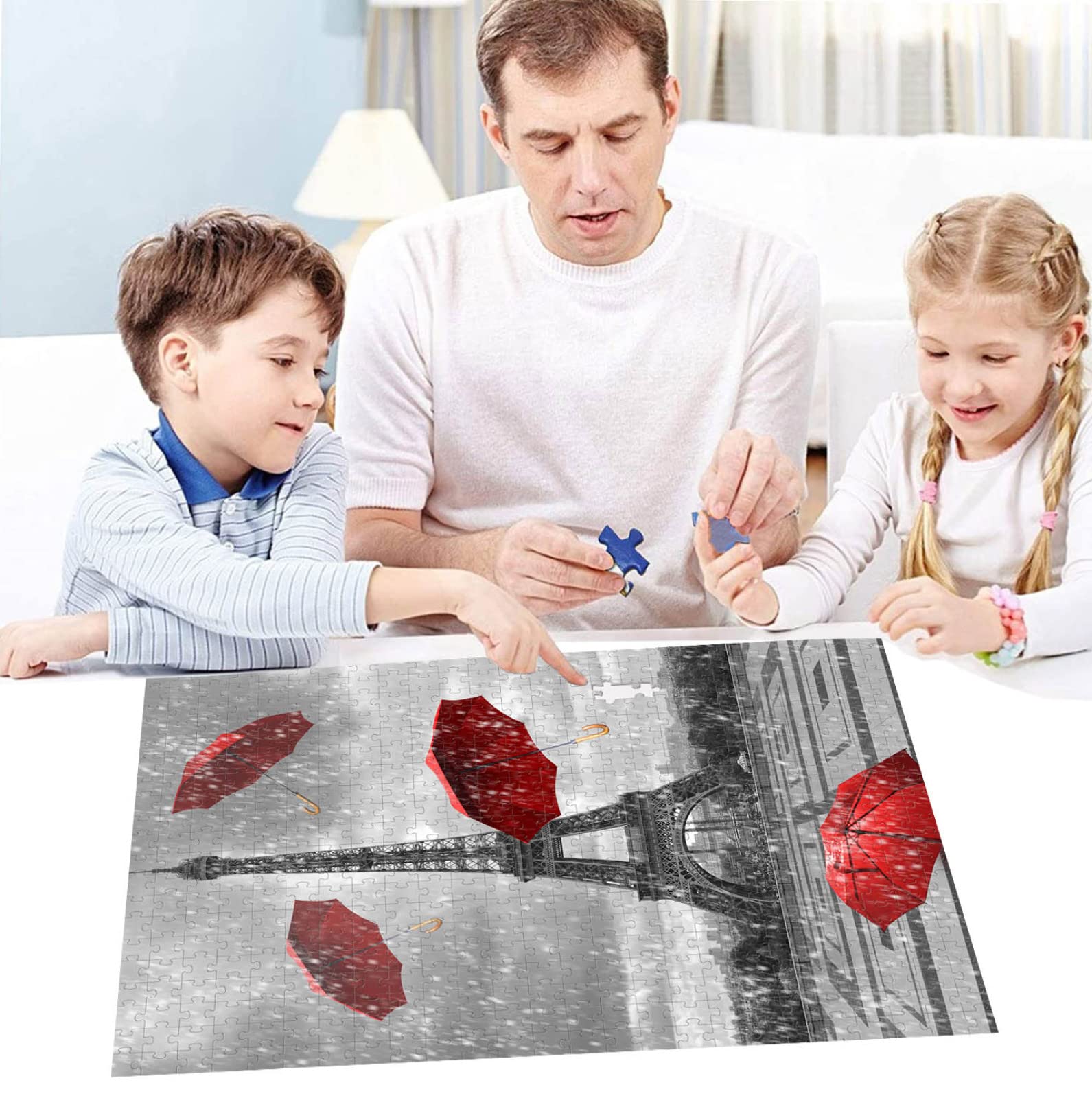 Erwachsenenpuzzle 1500 Teile Puzzle Iron Tower Red Umbrella Challenge Puzzle Set Kinderpuzzle Spiel Unterhaltungsgeschenk