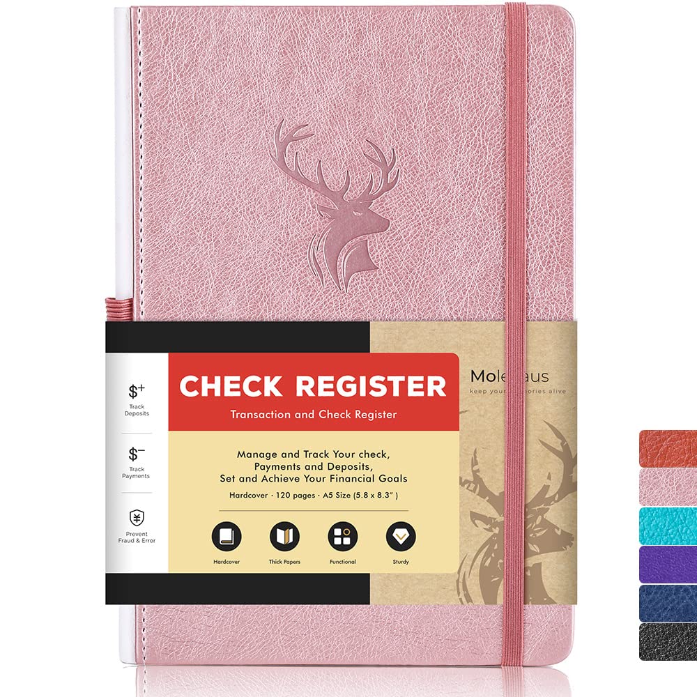 Check Registers for Personal Checkbook, Checkbook Register for Personal or Business, A5 Hardcover Registers Log to Track Payments, Deposits & Finances