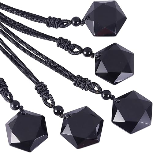 Miniatura 3 de SUNYIK Collar con colgante de cristal de estrella de David para mujeres y hombres, collar de piedra hexagonal para unisex, ajustable de 18 a 28
