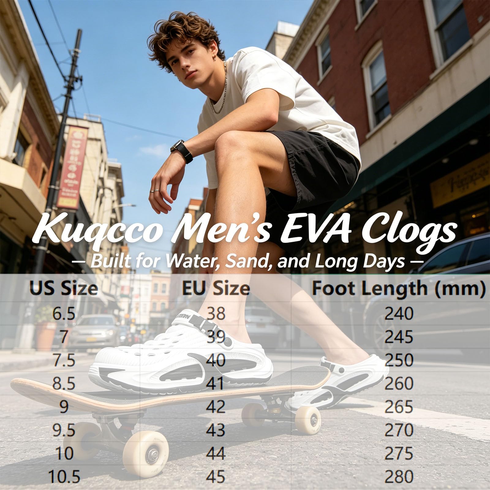 Clogs for Men, Mens EVA Summer Beach Shoes with Hollow Thick Sole, Non-Slip Quick-Dry Outdoor Garden Sandals