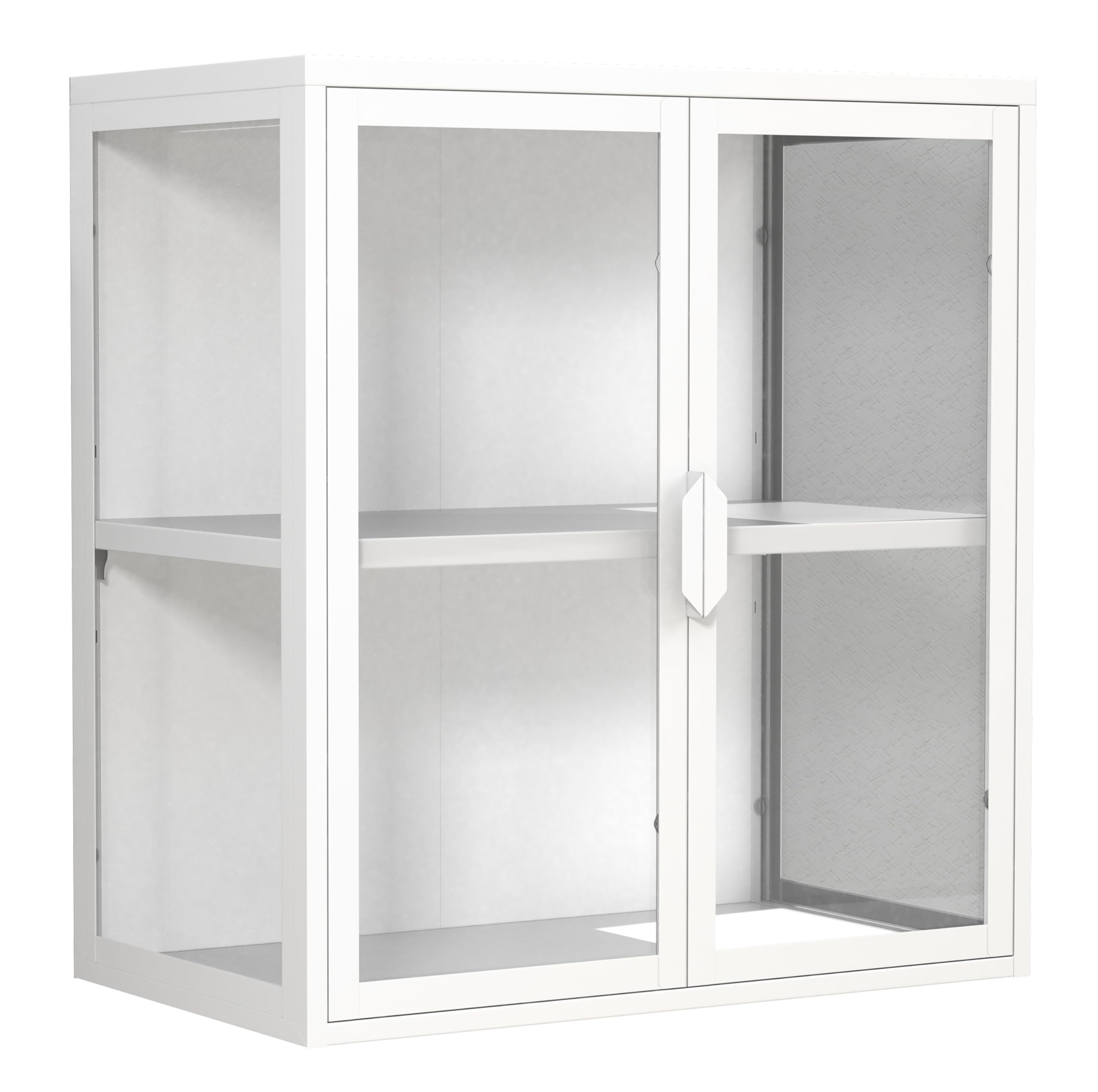 VCM Glasvitrine hängend | Vitrine Glas mit ESG-Sicherheitsglas | Maße ca. H. 65x60x35 cm | Hängevitrine Glas | Modern und platzsparend | Glas Vitrinenschrank - Flokas S
