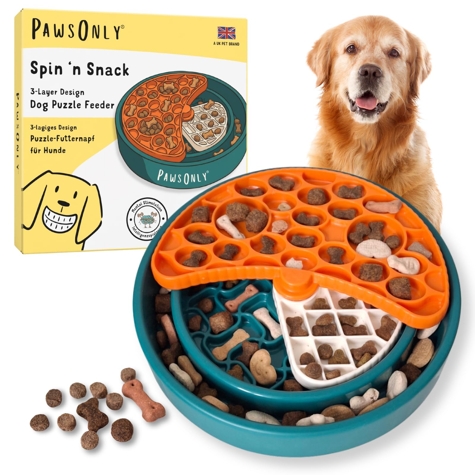 PawsOnly | Dog Puzzle Toy | Slow Feeder Bowl | Interactive Treat Dispenser Toys for Boredom & Mental Stimulation | Enrichment & Anxiety Relief for Dogs & Puppies