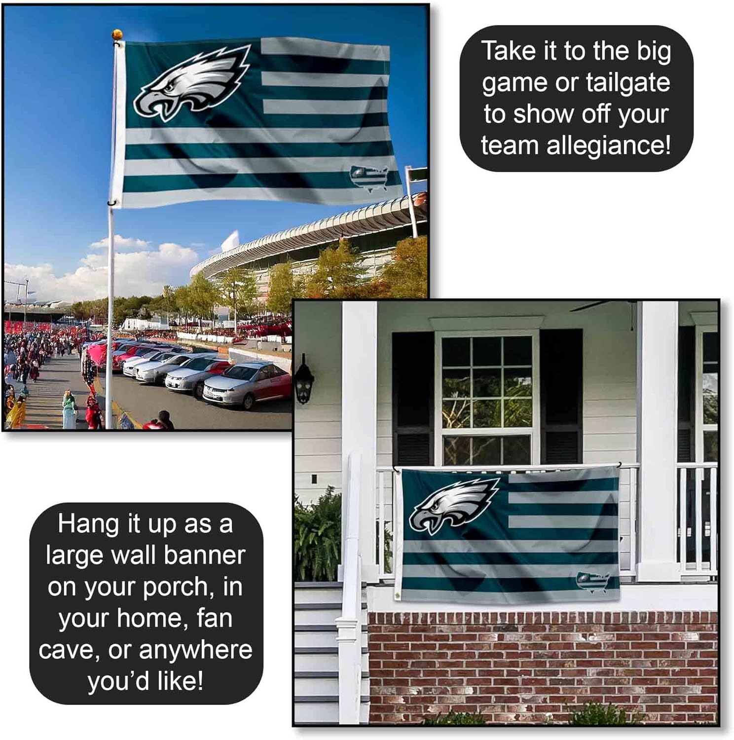WinCraft Philadelphia Eagles USA American Nation Stripes 3x5 Grommet Flag - Image 4