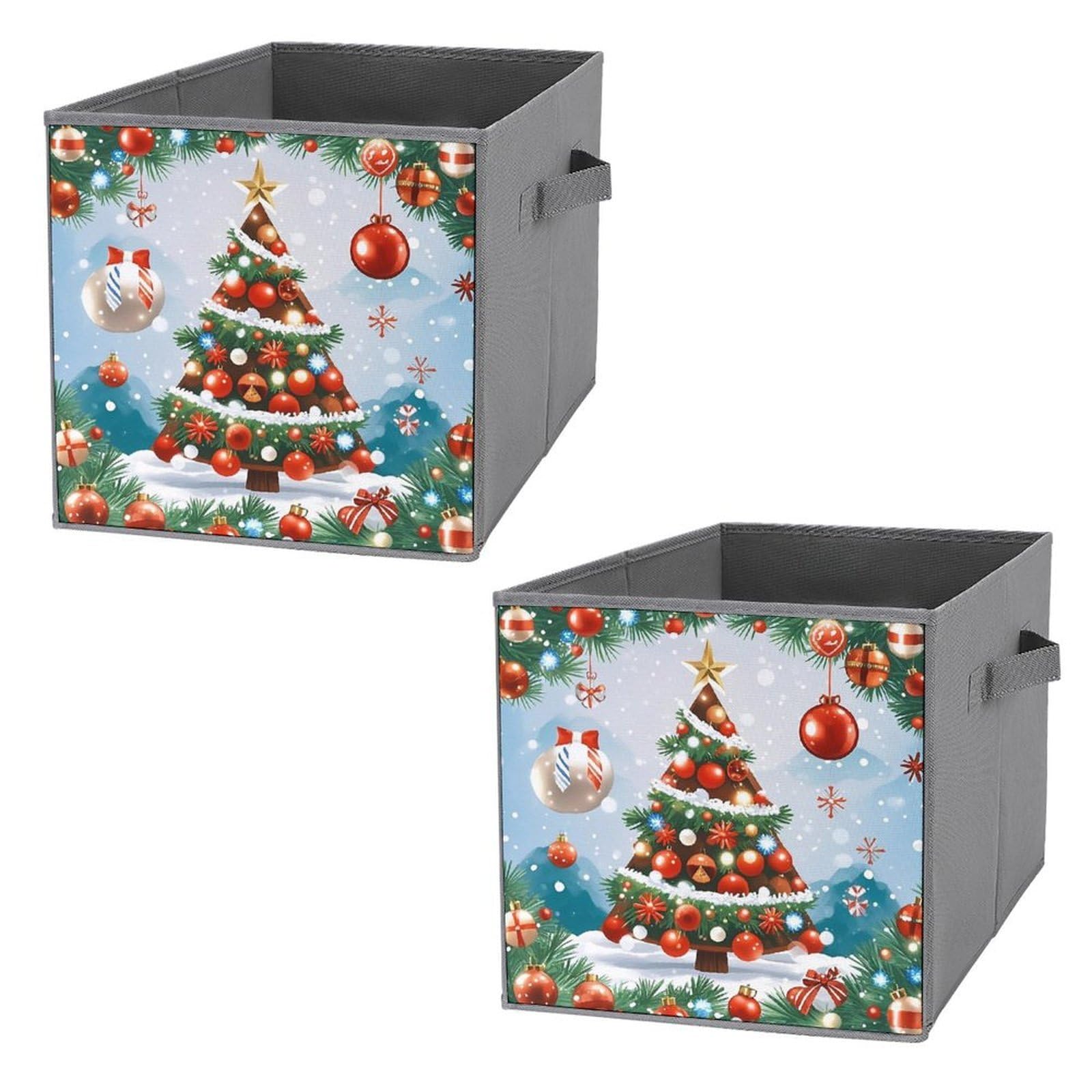 Aufbewahrungskörbe für Weihnachtsbaum, faltbar, dekorative Stoff-Aufbewahrungskörbe für die Organisation von Heimorganisatoren mit Griffen, große Stoff-Aufbewahrungskörbe für Regale für