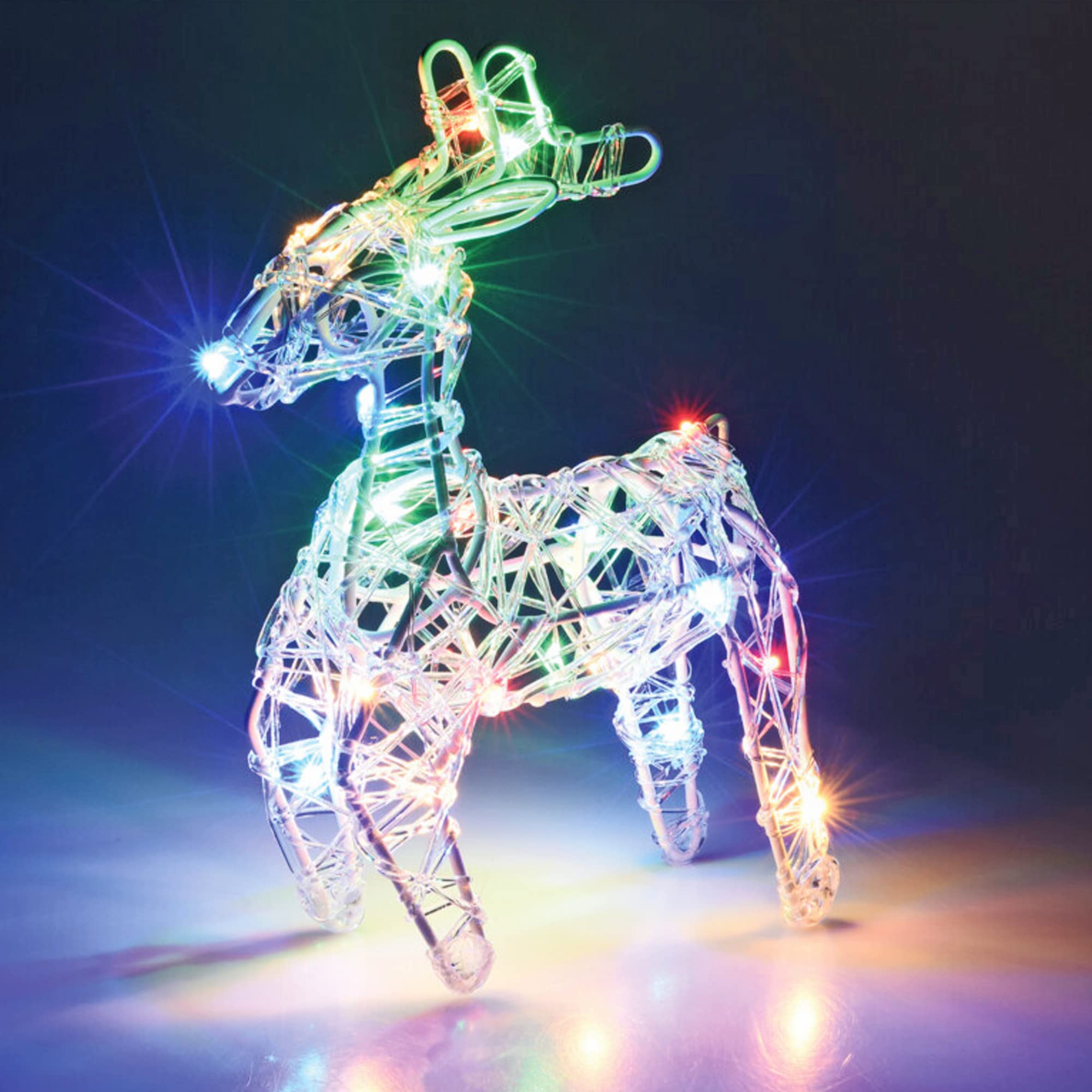 Urbnliving Grazing 20 Lighted Coloured Led Christmas Reindeer Twinkling Assorted Deer Figure Decoration (Grazing)