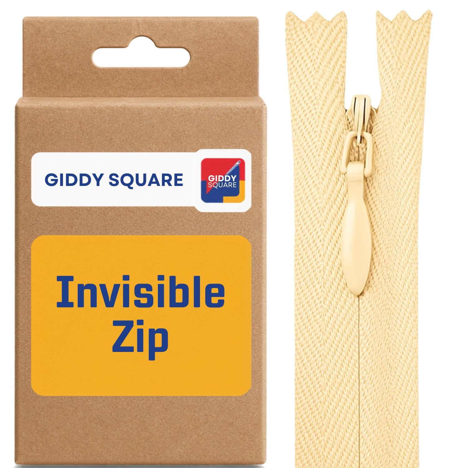 22" (56cm) Cream Invisible Zip - Concealed Nylon Closed-End