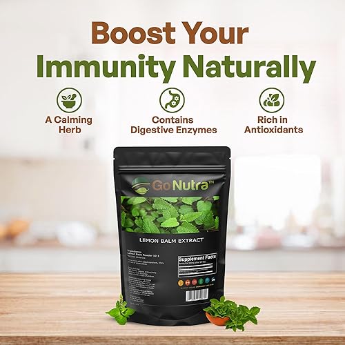 Miniatura 2 de Go Nutra Extracto de bálsamo de limón en polvo 10:1 Fuerza potente - Suplemento a base de hierbas Melissa 8 oz