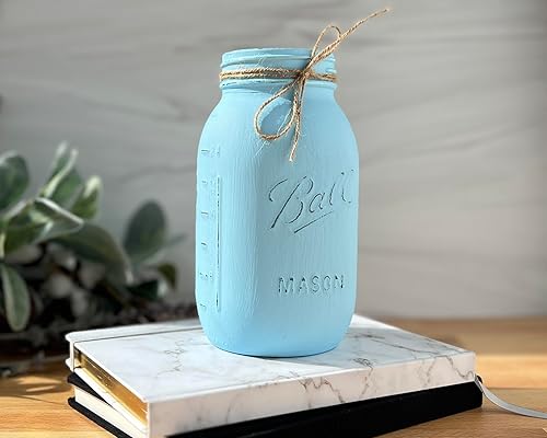 Miniatura 6 de Mason Jar Centerpieces Blue, Mason Jar Centerpieces for Baby Shower Centerpieces for Tables Boy, Quart Mason Jars for Centerpieces, Mason Jars for