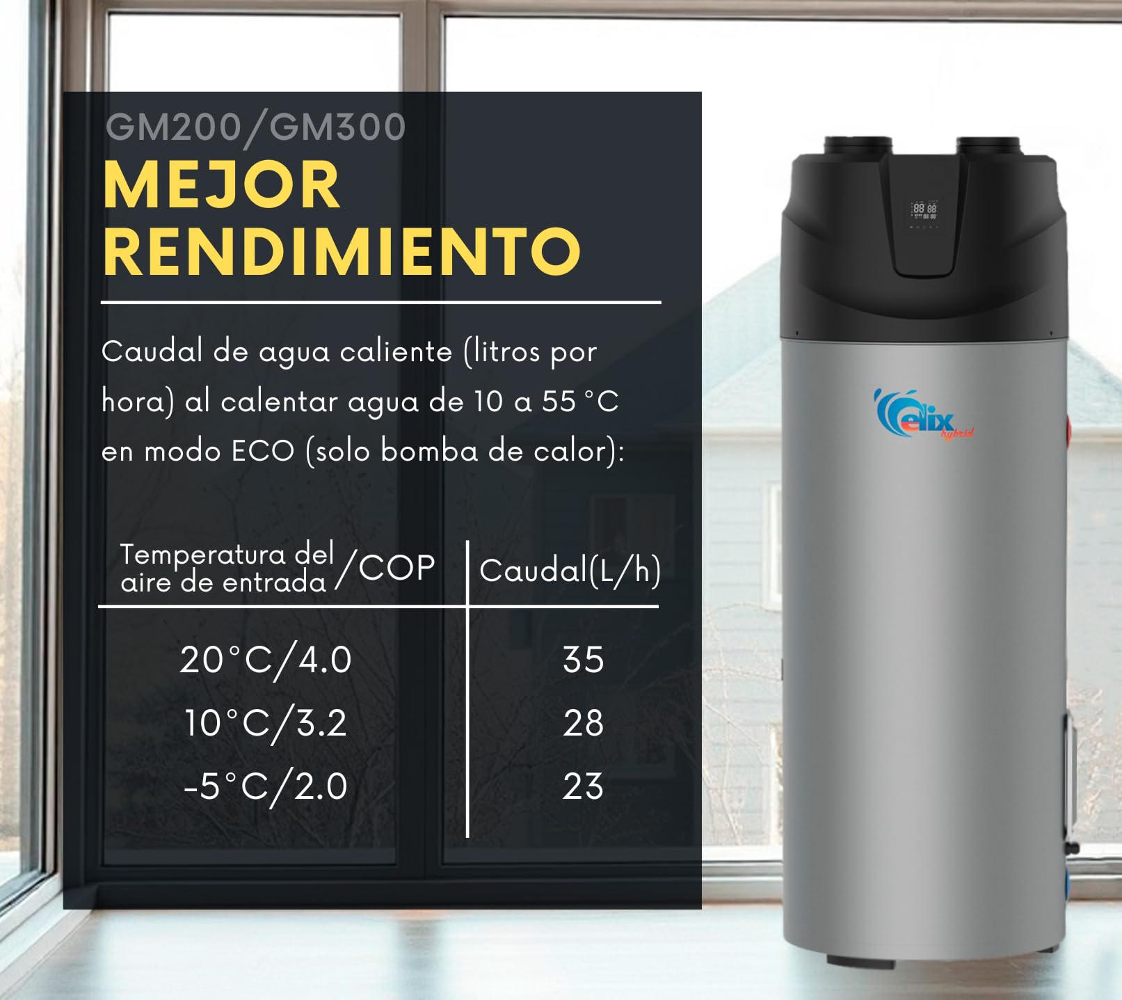 Termo eléctrico Calentador de agua Bomba de calor Nuevo R290 Elix 200l Boiler