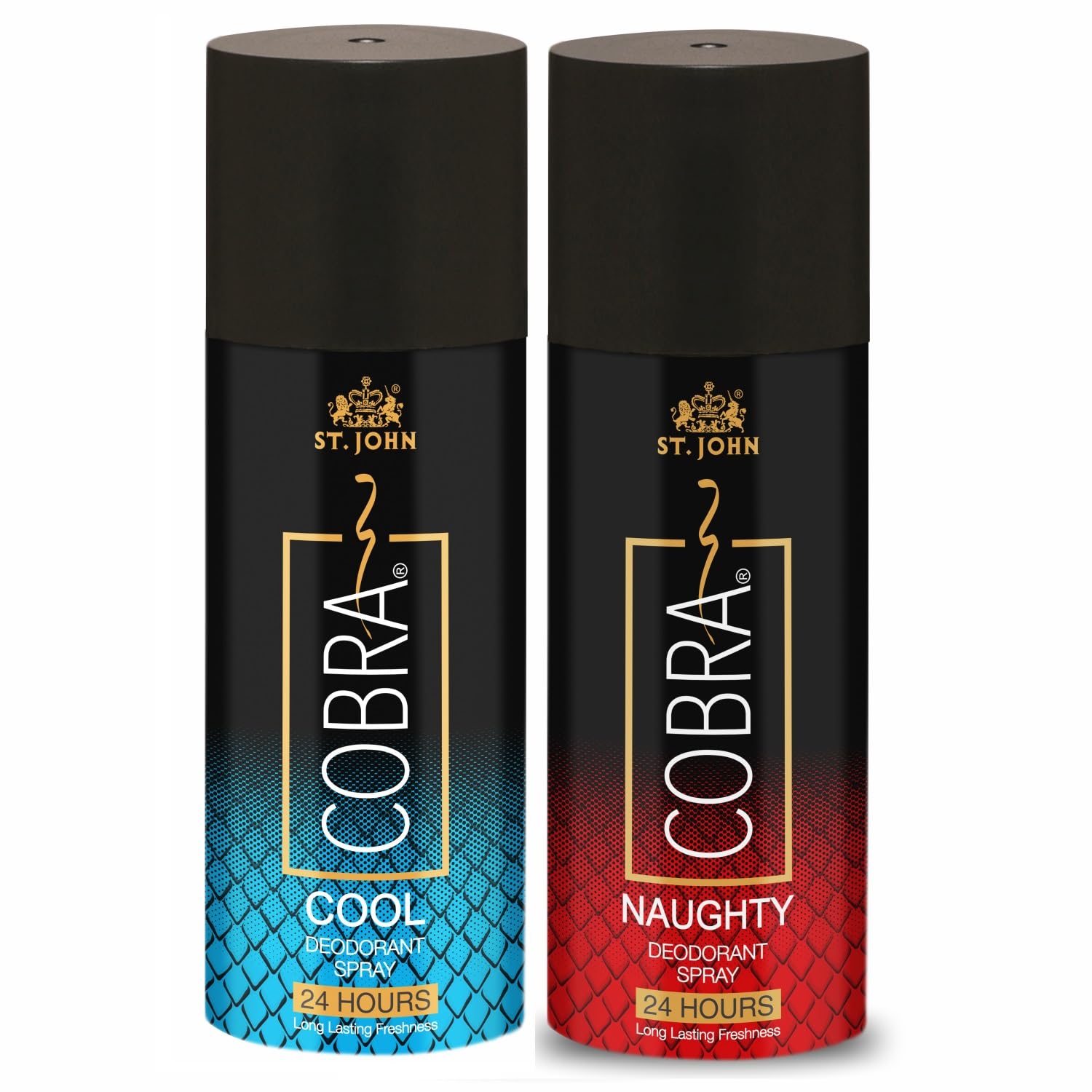 ST.JOHN COBRA Deodorant Spray for Men & Women | Irresistible Scent | Fresh & Soothing | Long Lasting | Cool & Naughty | 150Ml each (Pack of 2)-image-9