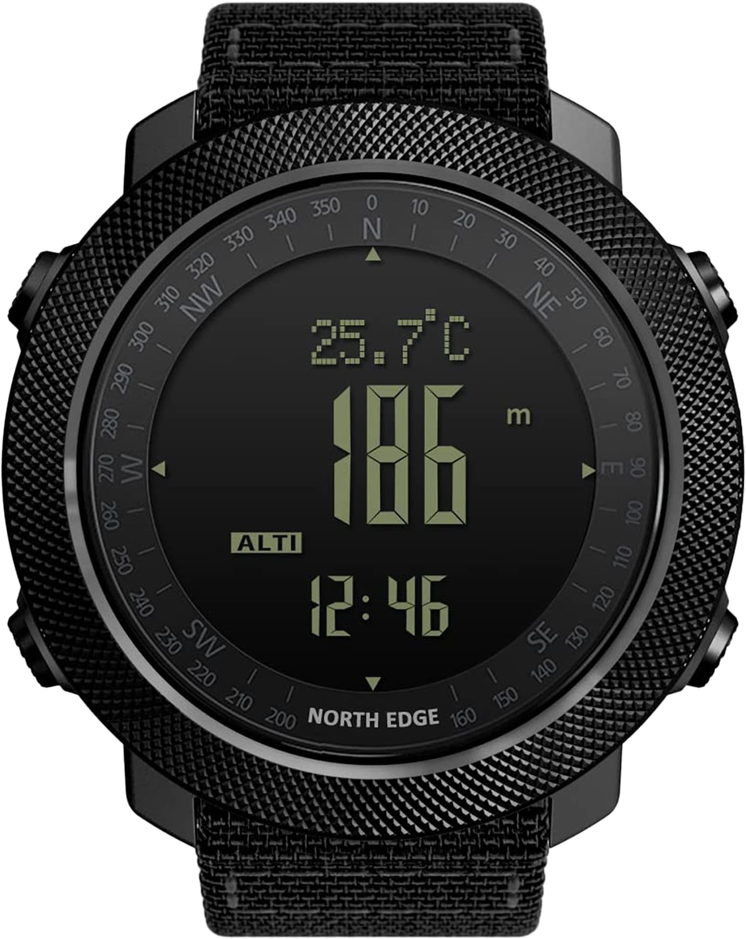NORTH EDGE Apache Men’s Survival Tactical Digital Watch Altimeter Barometer Compass, Step Counter, Weather Prediction, 50M Water Resistant Outdoor Sports Watch