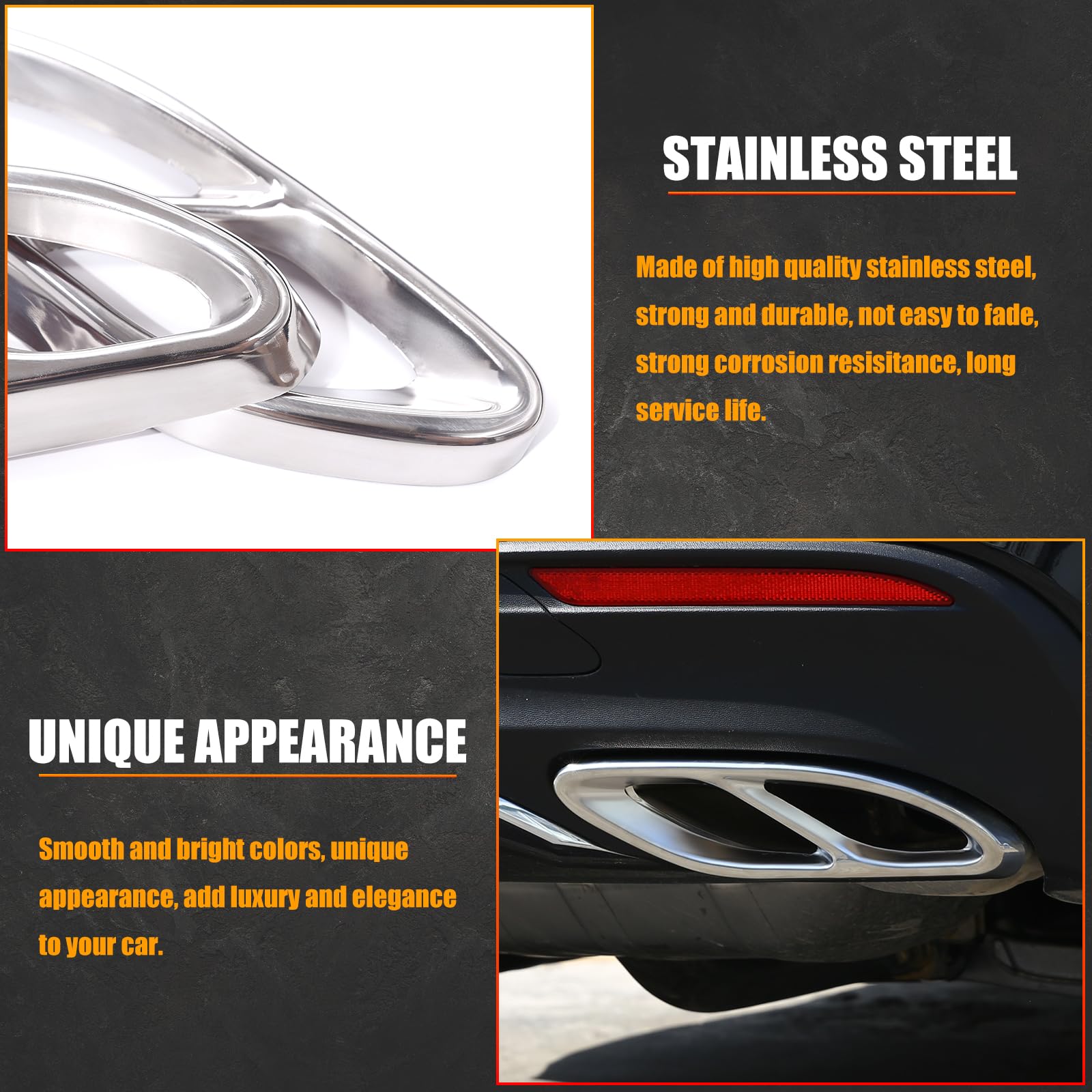METYOUCAR Stainless Steel Car Tail Muffler Exhaust Pipe Output Cover Fit For Mercedes Benz Abceclaclsglcglegls Black - View #2