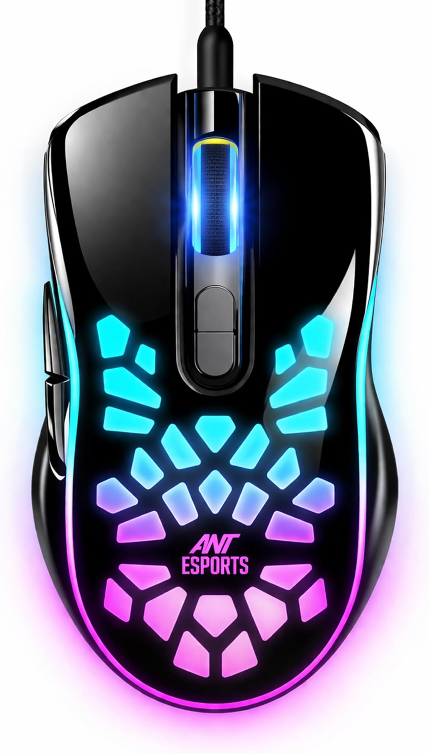 Ant Esports GM80 RGB Wired Gaming Mouse for PC & Laptop | Adjustable 1200-3600 DPI Optical Sensor | 6 Programmable Buttons | Ergonomic Lightweight Mouse for FPS, MOBA & Esports for PC Laptop Mac_Black