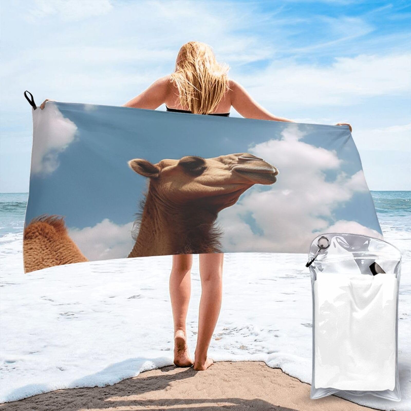 DWVTSLH Microfiber Sand Free Beach Towel 27.5"x55", Quick Dry Absorbent Travel Towel Large Camping Blanket, Animal Bath Towels Lightweight Pool Swim Towels for Vacation Essentials