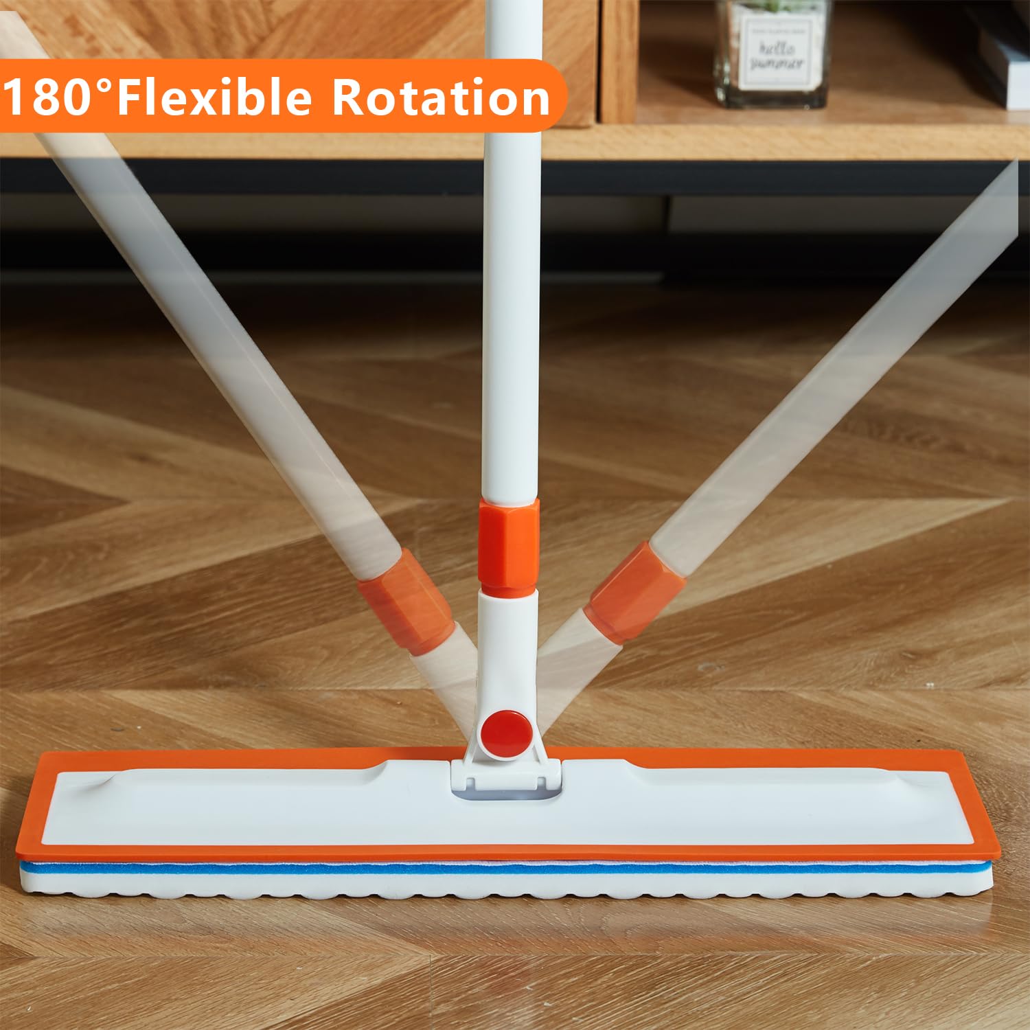 Magic Sponge Eraser Mop, 56" Handle With Flexible 15" Flat Head,2