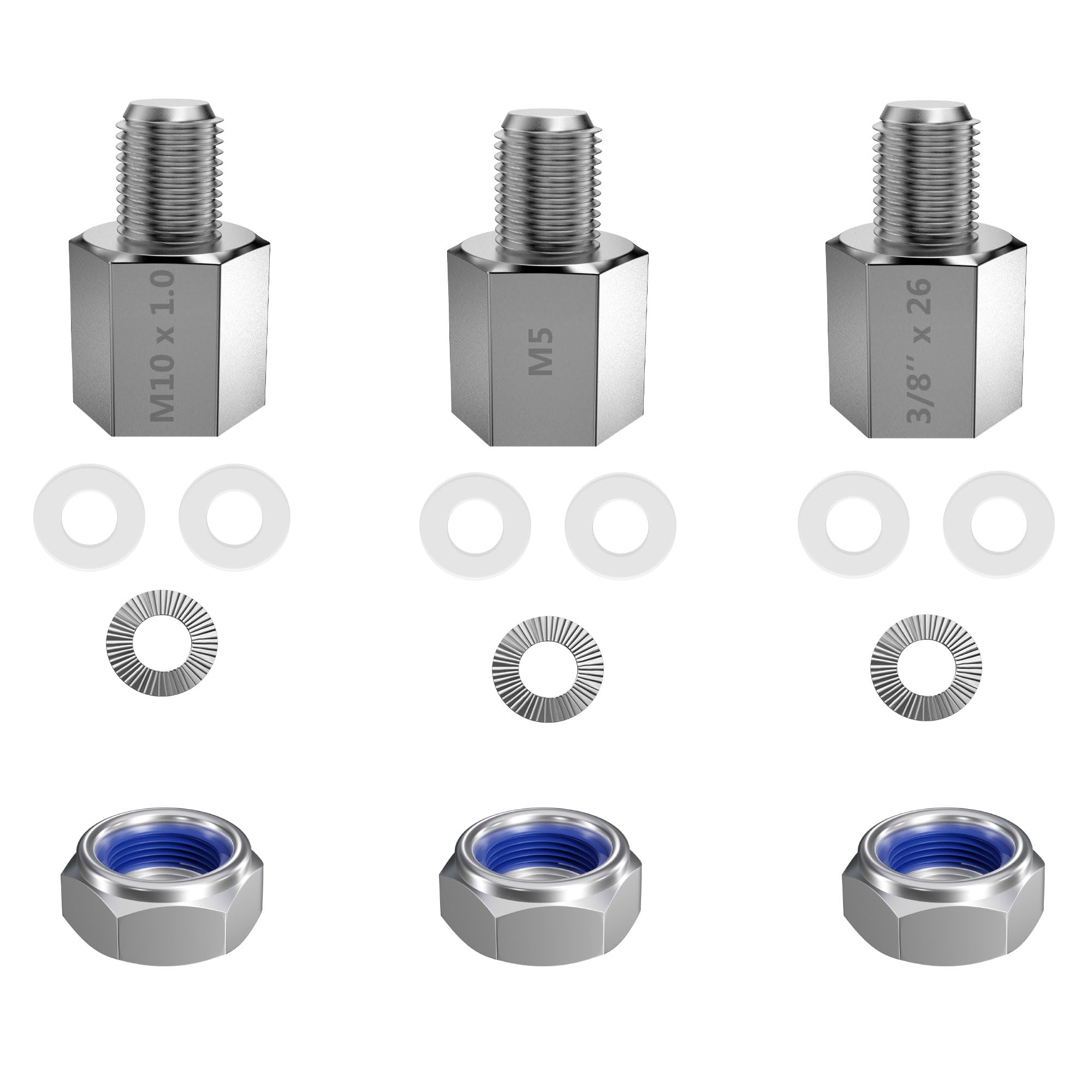 NICEDACK Fahrrad Achsadapter für M10 x 1,0 Vollachse, 3/8" x26 Vollachse, M5 Schnellspanner, Fahrrad Anhänger Kupplungs Adapter