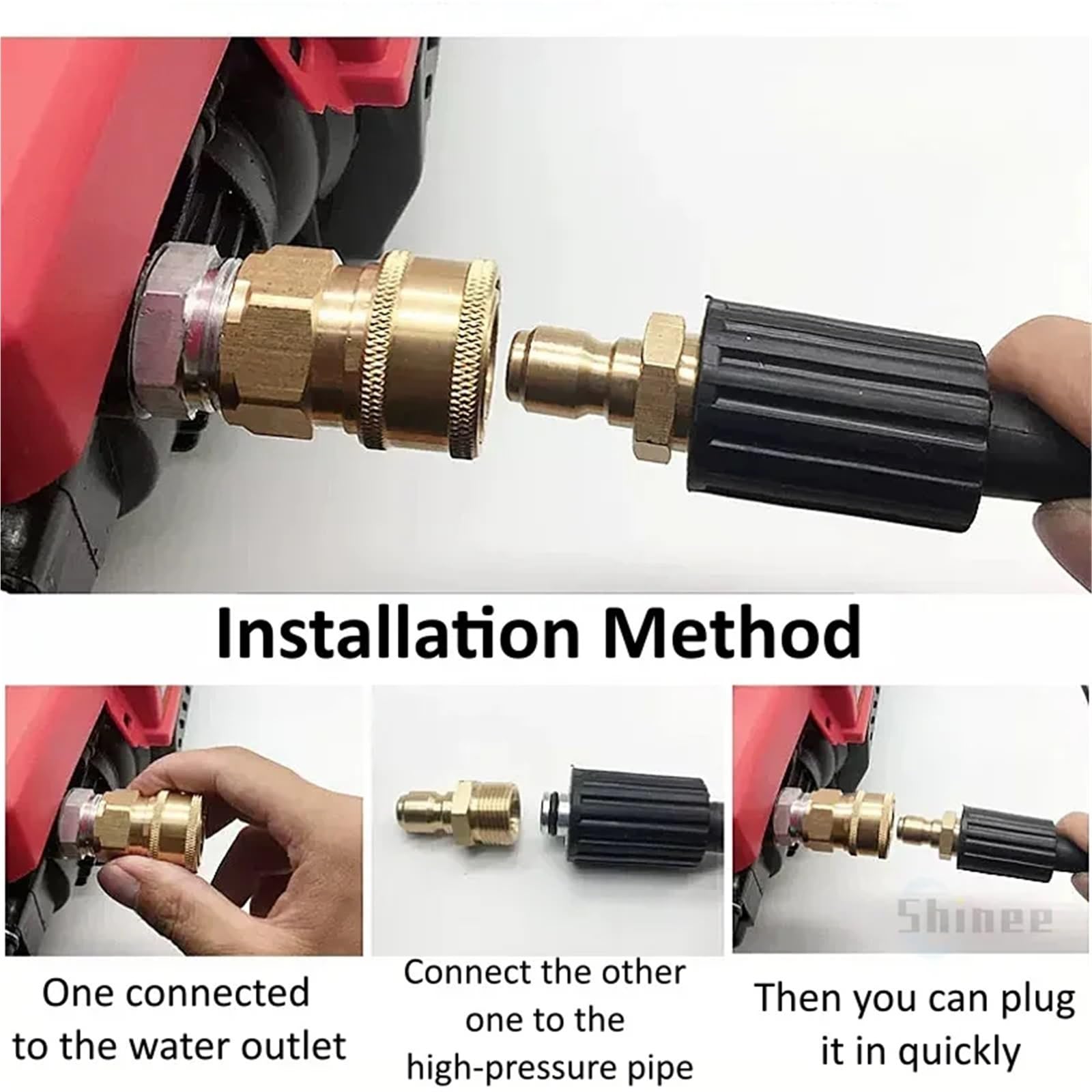 1PCS Copper 1/4" High Pressure Quick Connector Car Washer Water Hydraulic Couplers Couplings For Garden Irrigation(Female-M(Brass),M22)