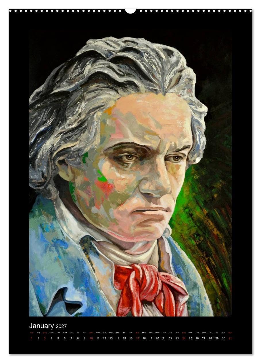 Pop Art Famous composers (High Quality Premium Wall Calendar 2027 DIN A2 portrait),CALVENDO 12 Month Wall Calendar: This calendar shows a selection of ... painted in cool colors (CALVENDO Art)