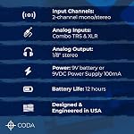 Coda Ultra-Compact Amplificateur personnel dans le moniteur d'oreille - Système d'amplificateur d'écoute double canal avec XLR & TRS Entrée - portatif IEM Ampli avec Mono & Mélangeur stéréo Panning - Boîtier robuste avec clip ceinture