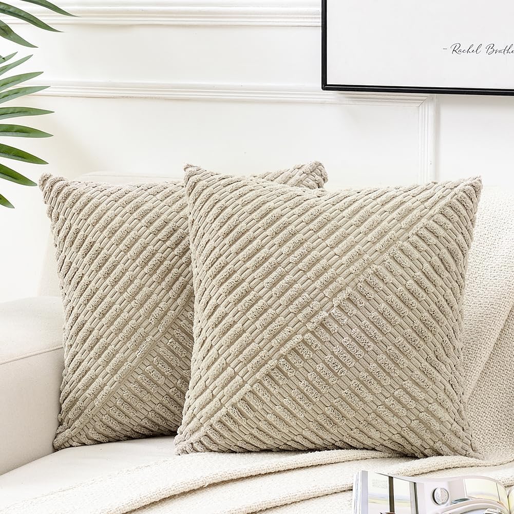 Fancy Homi 2 Federe Decorative Per Cuscini 60x60 Cm – Similpelle Marrone Cucita A Mano, Cerniera Nascosta - 3