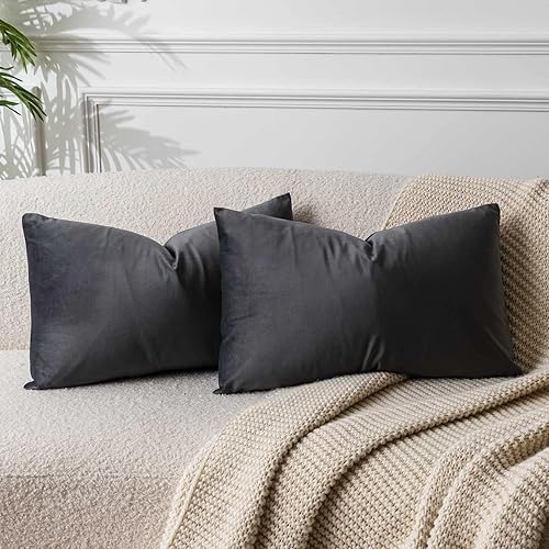 Miniatura 7 de Juspurbet Juego de 2 fundas de cojín decorativas de terciopelo, óxido, para sofá o cama, lisas y suaves, con cremallera, 16 x 16 pulgadas