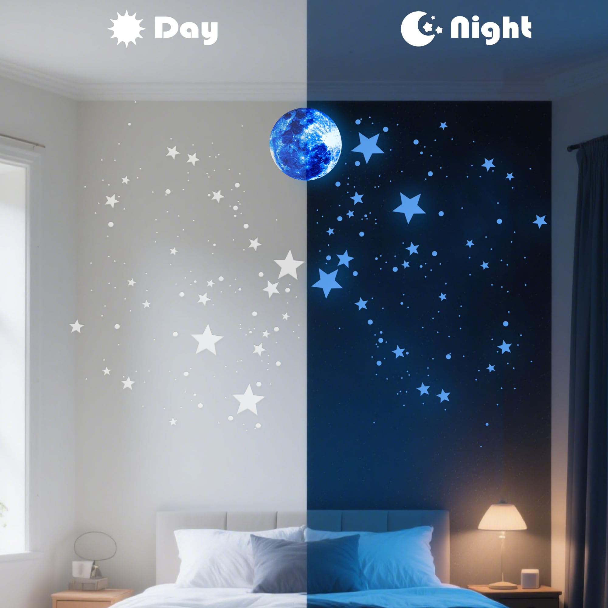 Glow in The Dark Stars for Ceiling Moon Planet Star Stickers for Wall Decor Glow in The Dark Star Stickers and Dots Wall Stickers Decor - Image 4