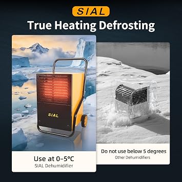 SIAL Industrial Dehumidifier 50L/Day for Whole House & Commercial,Large Dehumidifiers for Flood Recovery, Water Damage Restoration & Construction Drying, 8.2L Tank,221㎡,Home,Basement,Garage,Workshop